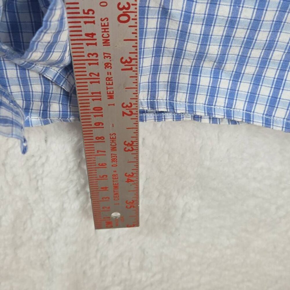 626 Blue Men's Gingham Plaid Short Sleeve Button-up Shirt Blue White 2XLT - Picture 4 of 7